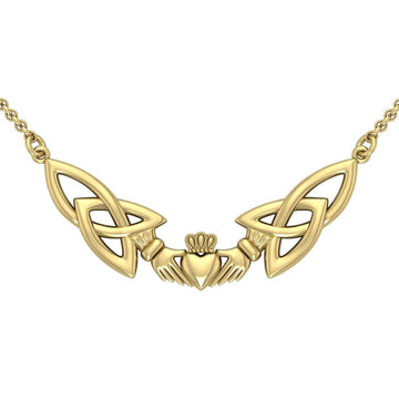 Trinity Knot Claddagh Solid Gold Necklace GTN093 - Jewelry